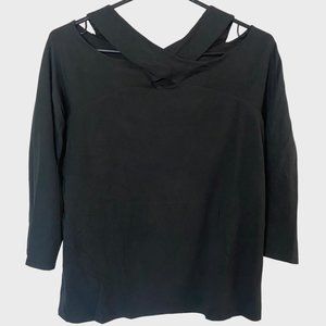 Soft Surrounding Cottonwood Top Women's Large Black Criss-Cross 3/4 Sleeves New